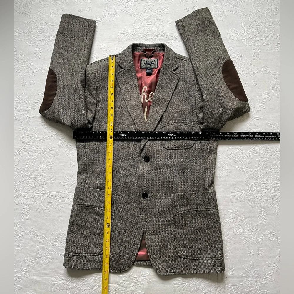 Scotch & Soda Men’s LARGE Tweed Sport Jacket Blazer Herringbone Elbow Patches